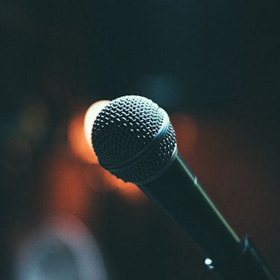 Stage microphone in the spotlight